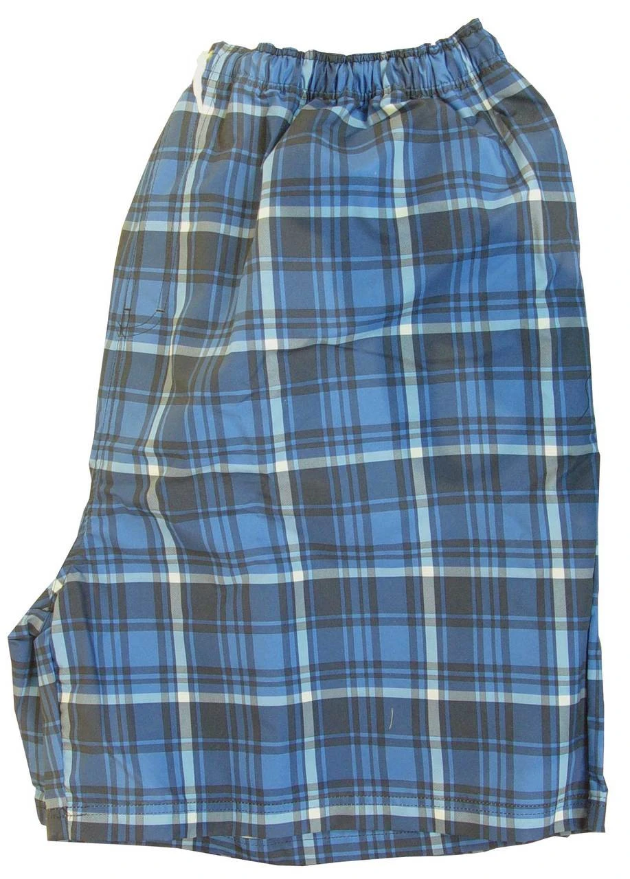 King Size Blue Plaid Swim Trunks 2X, 3X 1 King Size Blue Plaid Swim Trunks 2X, 3X
