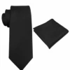 Brand Q Extra Long Solid Black Necktie And Pocket Square Set -Big and Tall Outlet BrandQBlkTiePockSquare 27158.1642017458