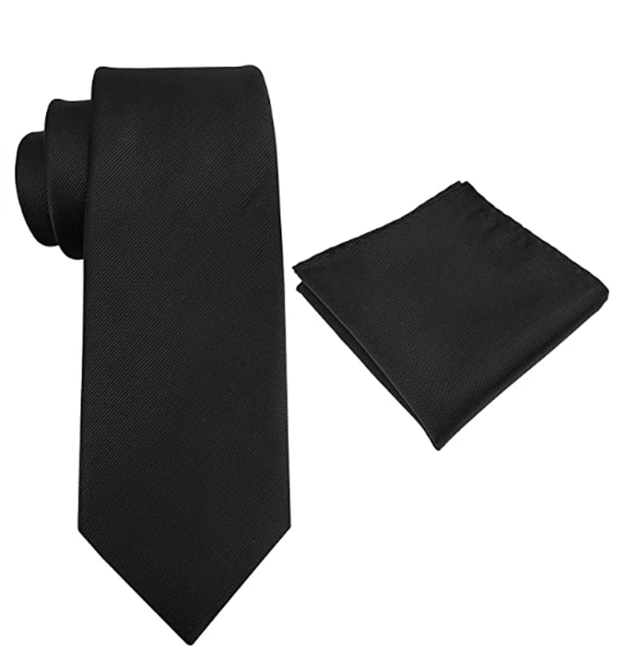 Brand Q Extra Long Solid Black Necktie And Pocket Square Set 1 Brand Q Extra Long Solid Black Necktie And Pocket Square Set