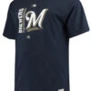 Majestic Brewers Navy Logo Tee 3X -Big and Tall Outlet Brewers 1 19927.1534509144