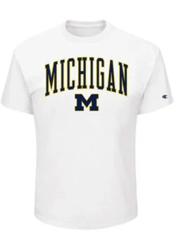 Champion University Of Michigan White Arch Mascot Tee 2XT, 3X, 3T