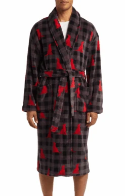 Majestic International Chalet Chic Plush Robe Buffalo Plaid With Dogs LT/XLT, 1X/2X, 2XT/3XT, 3X/4X, 4T/5TXT