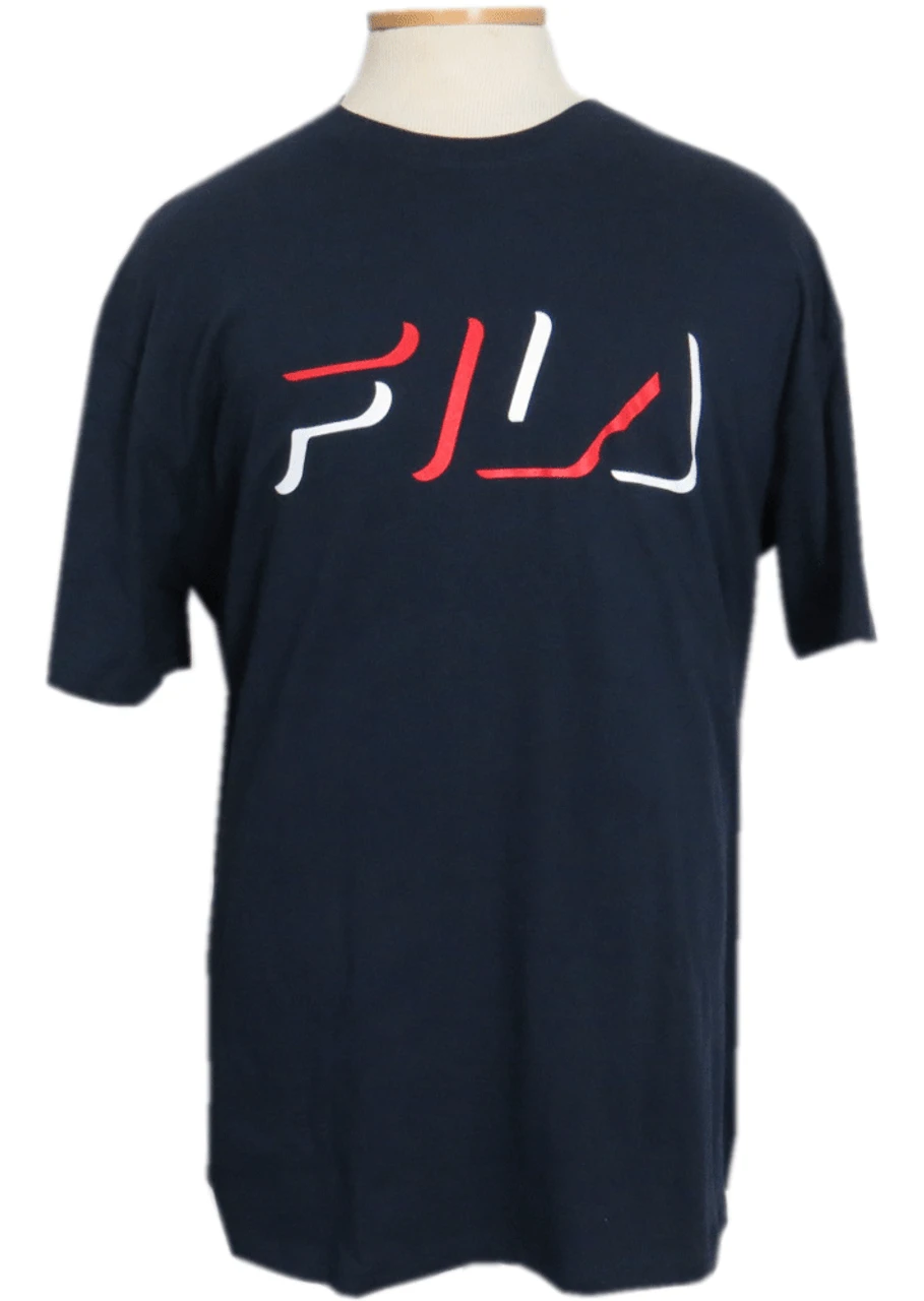 Fila Wordmark Frame Logo Navy Short Sleeve Tee Shirt 2X, 3XT 1 Fila Wordmark Frame Logo Navy Short Sleeve Tee Shirt 2X, 3XT