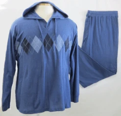Hanes 2 Piece Argyle Hooded Lounge Set 3X