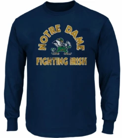 Fanatics Notre Dame Long Sleeve Navy Distressed Logo Tee XLT, 3XT, 4X
