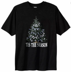 King Size Tis The Season Funny Christmas Lights Black Tee Shirt 8X, 9X