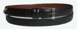 Black Leather Dress Belt With Silver Tone Tip Size 62