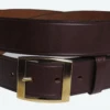 Brown Leather Belt With Gold-Tone Buckle Size 46, 48 -Big and Tall Outlet brnlthrbelt 39251.1690485926