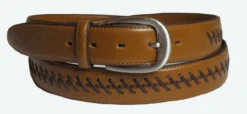 Arden Leather Company Glazed Cowhide Brown Stitch Belt Size 46