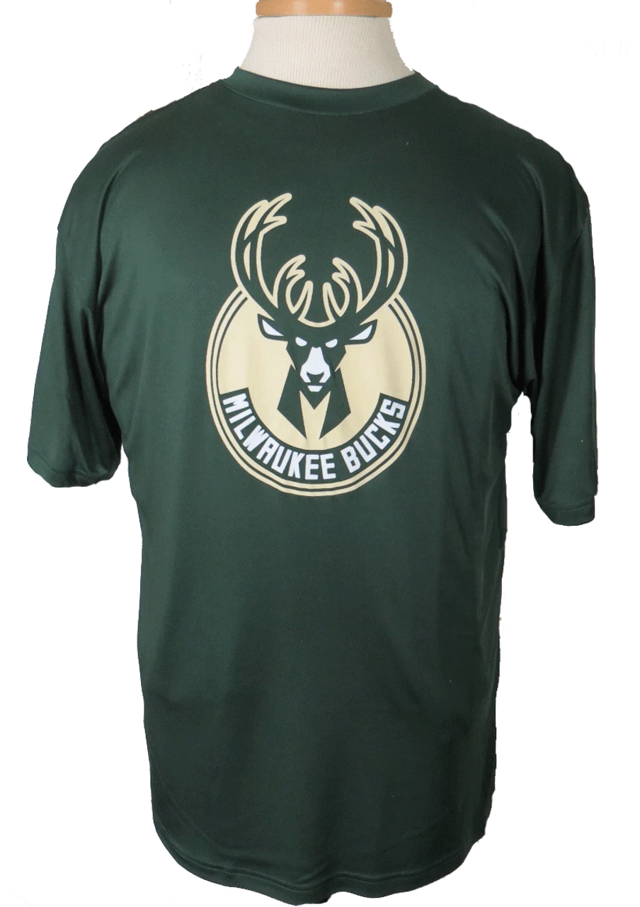 Majestic Milwaukee Bucks Poly Green Logo Tee 2XT 1 Majestic Milwaukee Bucks Poly Green Logo Tee 2XT