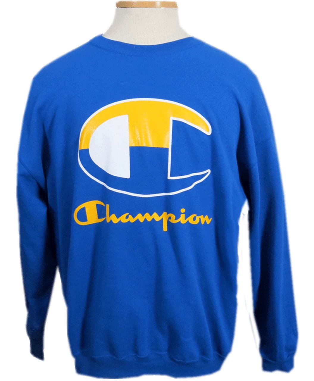 Champion Royal Blue Crew Sweatshirt With Yellow Logo 2X, 3X 1 Champion Royal Blue Crew Sweatshirt With Yellow Logo 2X, 3X