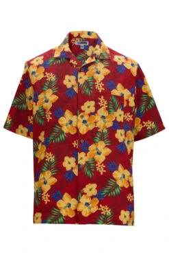 Edwards Hibiscus Multi-Colored Hawaiian Camp Shirt 3 Colors, 6X -Big and Tall Outlet edhibiscusred 00914.1558035737