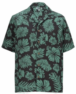 Edwards 2-Color Hibiscus Print Camp Shirt, Sky Blue Or Steel Gray, XL, 2X, 3X, 4X