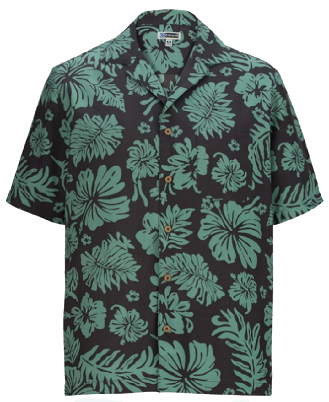 Edwards 2-Color Hibiscus Print Camp Shirt, Sky Blue Or Steel Gray, XL, 2X, 3X, 4X 1 Edwards 2-Color Hibiscus Print Camp Shirt, Sky Blue Or Steel Gray, XL, 2X, 3X, 4X