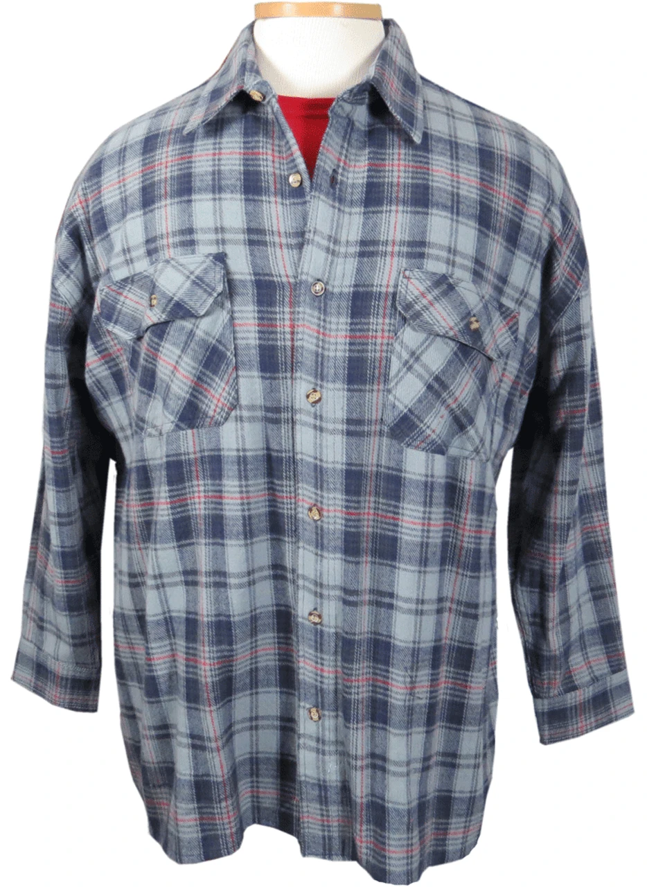 Falcon Bay Gray, Navy & Red Plaid Flannel Shirt 3X, 5X 1 Falcon Bay Gray, Navy & Red Plaid Flannel Shirt 3X, 5X