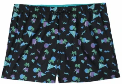 Geometric Palm Tree Print Swim Trunks 3X