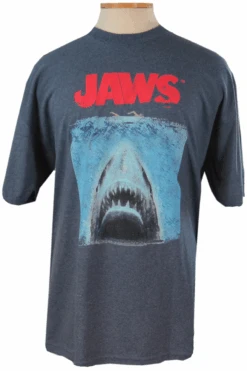 Jaws Movie Poster Heather Navy Short Sleeve Tee Shirt 4X