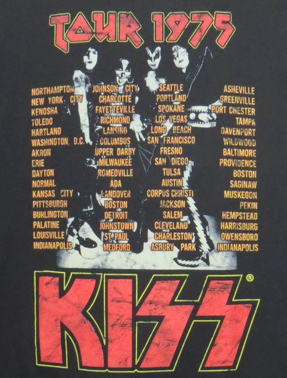 Kiss 1975 Tour Black Short Sleeve Tee Shirt 4X 2 Kiss 1975 Tour Black Short Sleeve Tee Shirt 4X - Image 2