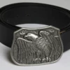 King Size Black Leather Belt With Silver Tone Eagle Buckle Size 44/46, 48/50 -Big and Tall Outlet ksbeltblkeagle 12613.1690304889