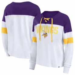 Ladies Fanatics Branded Minnesota Vikings Lace Up Long Sleeve Top, 3X