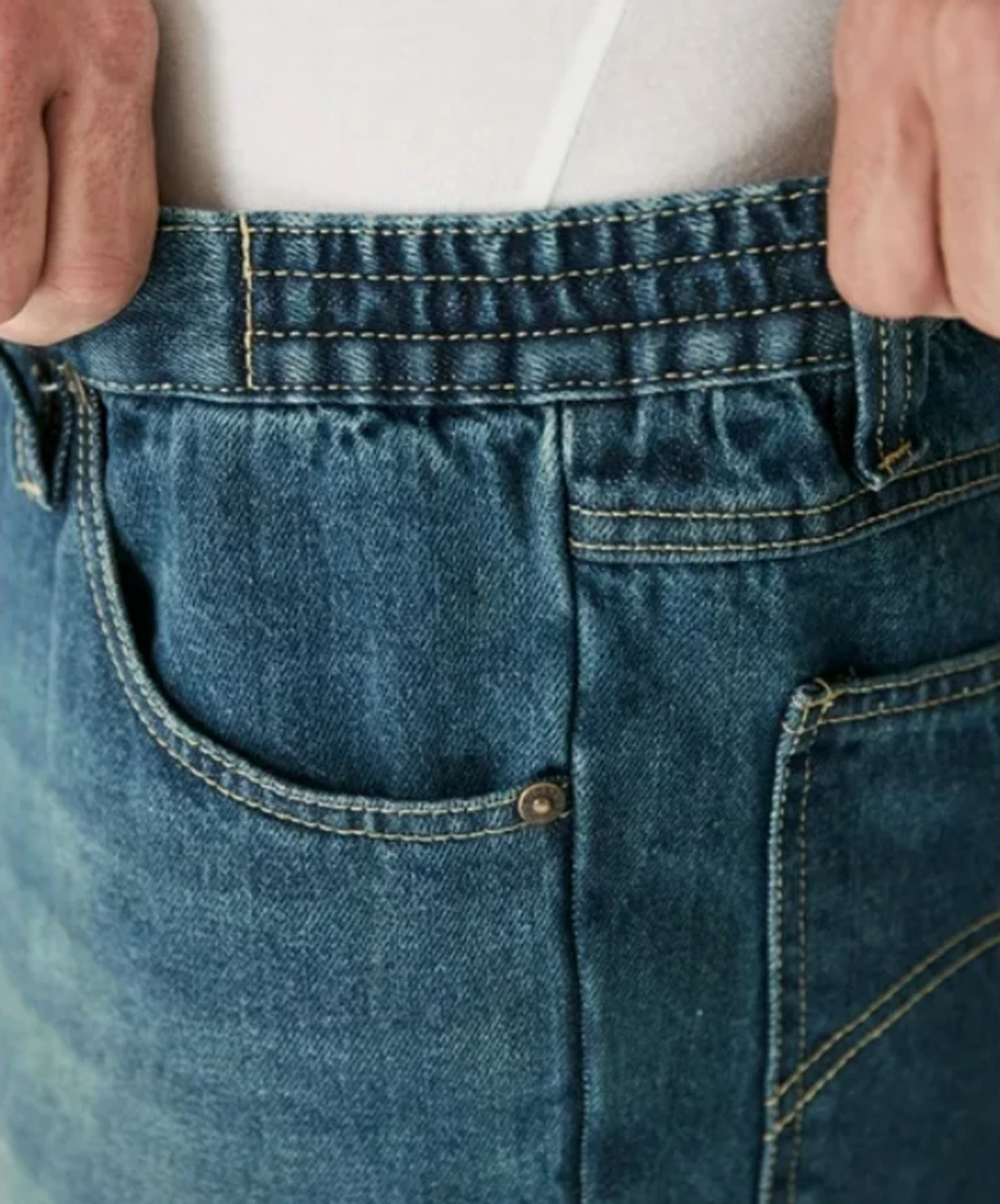 Liberty Blues Athletic Fit Side Elastic Waist Denim Jeans 54x38 Unhemmed 2 Liberty Blues Athletic Fit Side Elastic Waist Denim Jeans 54x38 Unhemmed - Image 2