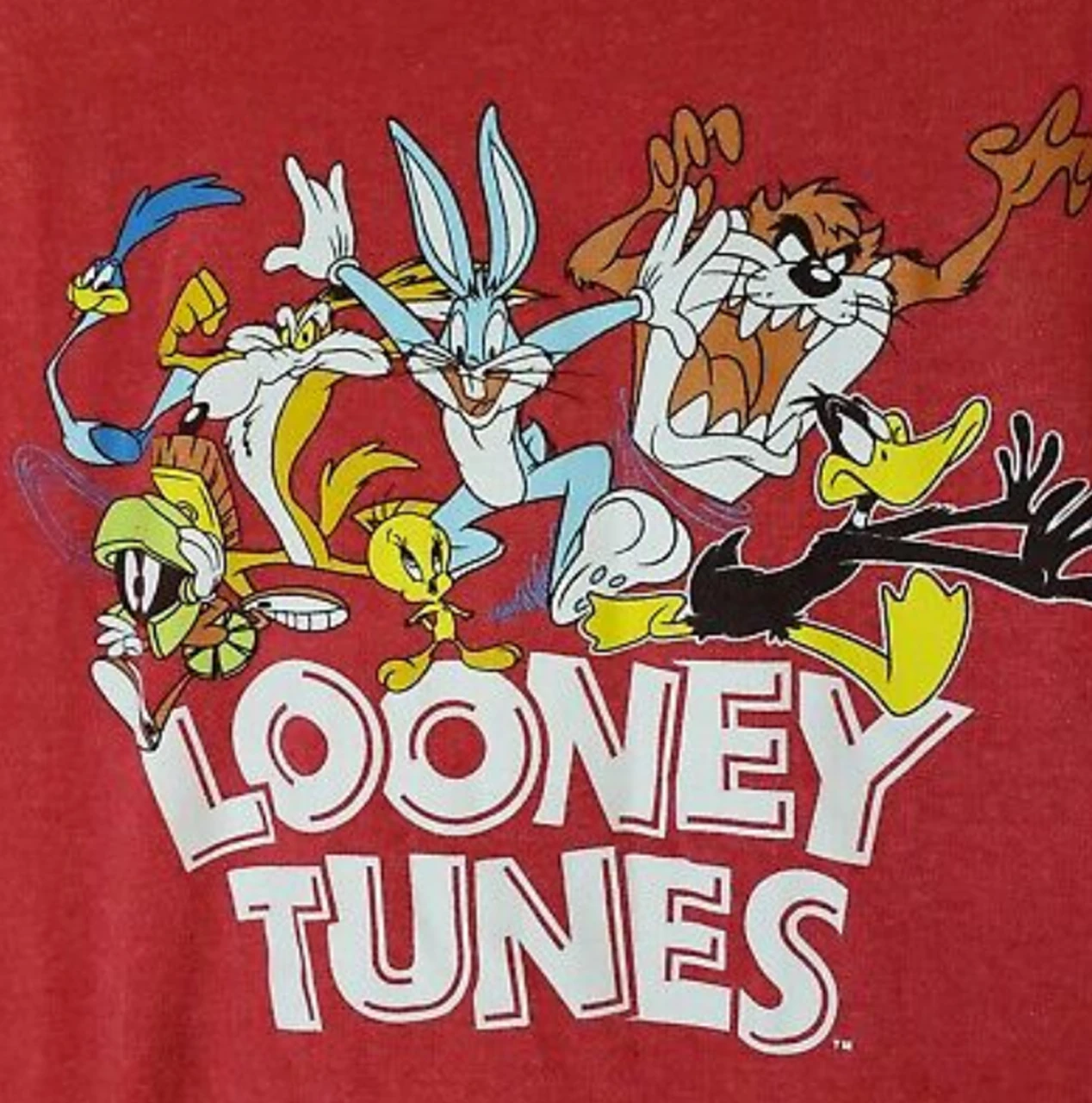 Looney Tunes Bugs & Gang Heather Red Tee Shirt 2XT, 4X 1 Looney Tunes Bugs & Gang Heather Red Tee Shirt 2XT, 4X