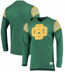 Mitchell & Ness Green Bay Packers Team Captain V-Neck Long Sleeve Tee 3X, 4X, 4XT, 5XT