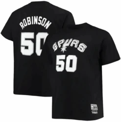 Mitchell & Ness David Robinson San Antonio Spurs Hardwood Classics Name & Number Tee 2X, 2XT, 3X