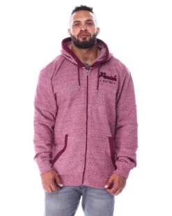 Parish Nation Full Zip Marled Hoodie 3 Colors 3X, 4X -Big and Tall Outlet parishhoodburgundyfront 79428.1611001862