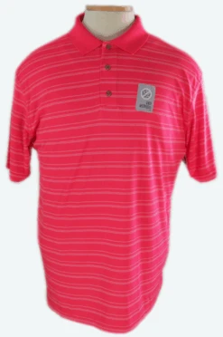 Reebok Golf Play Dry Moisture Wicking Pink Striped Polo Shirt, 2X