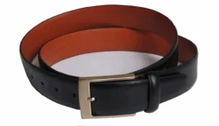 Rochester Black Leather Dress Belt With Rectangular Buckle 46, 48