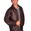 Scully Zip Front Lamb Leather Jacket, Brown 5X
