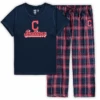 Ladies Concept Sports Cleveland Indians Flannel PJ Set 1X, 2X, 3X, 4X -Big and Tall Outlet womenflnlpjs 61393.1708445400