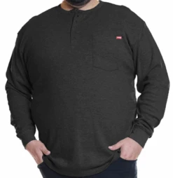 Wrangler Long Sleeve Black Thermal Henley 3X